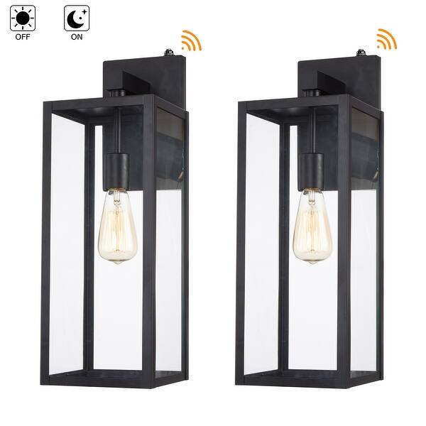 dimension image slide 5 of 11, 2-pack 13" H 1-Light Black Outdoor wall Lantern(Dusk to Dawn could be chosen)
