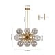 preview thumbnail 24 of 56, 18-Light Cluster Blue Glass Bubble Chandelier - 25in Wide Gold