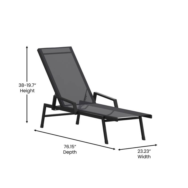 All-Weather Textilene Adjustable Chaise Lounge Chair with Arms