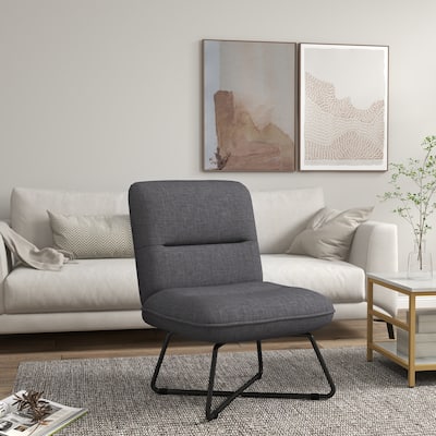 Upholstered Armless Accent Chair with Crossed Steel Legs