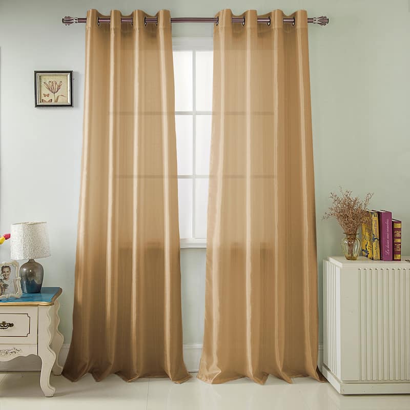 Nancy Faux Silk Grommet Window Curtain Panel - 84 or 95 inch