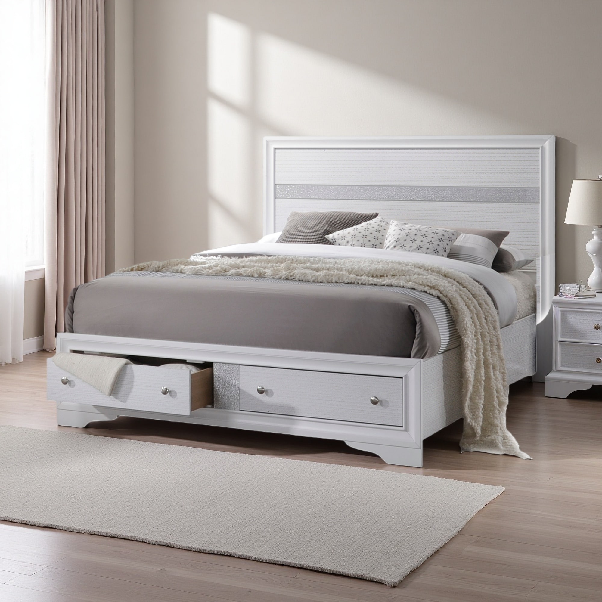 Full Size Storage Bed with 2 Drawers, Traditional Wood Style