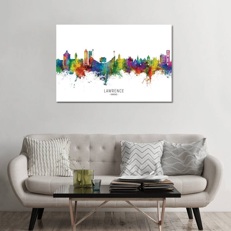 iCanvas "Lawrence Kansas Skyline" by Michael Tompsett Canvas Print - 32x48x1.5