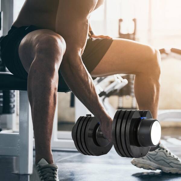 slide 1 of 26, Adjustable Dumbbell 25lbs Fast Adjustment Function With Weight Plate(1 PCS) Blue