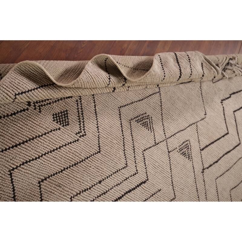 Earth Tone Moroccan Modern Area Rug Handmade Wool Carpet - 7'10"x 10'6"