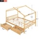 preview thumbnail 14 of 36, House-shape Bed for Boys Girls Low Toddler Floor Bed with Roof Design