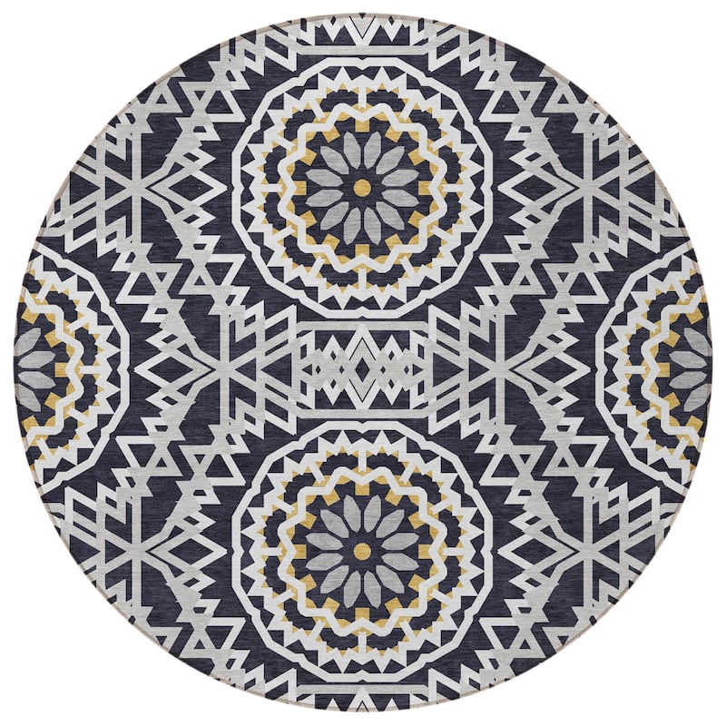 HomeRoots Floral Medallion Transitional Rectangle Outdoor Rug