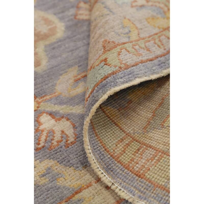 Hand Knotted Oriental 100% Wool Carpet Transitional Floral Purples Oushak Area Rug - 6' 10'' X 5' 1''