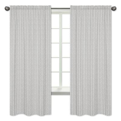 Sweet Jojo Designs Grey and White Boho Herringbone Arrow Gray Woodland Forest Friends 84-in Window Treatment Curtain Panel Pair