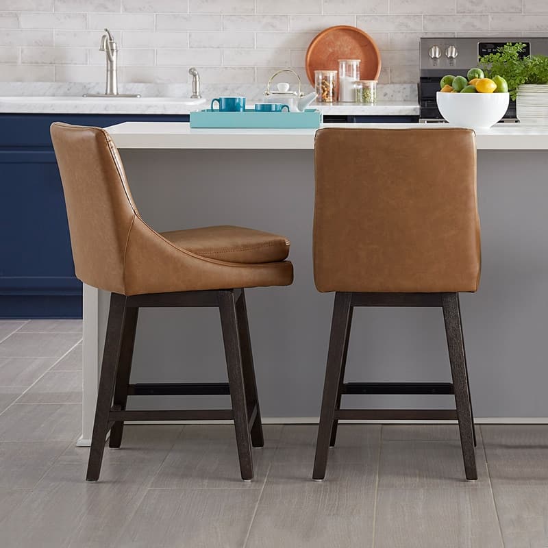 Spruce & Spring Luca Counter Height Swivel Barstool with Solid Wood Legs
