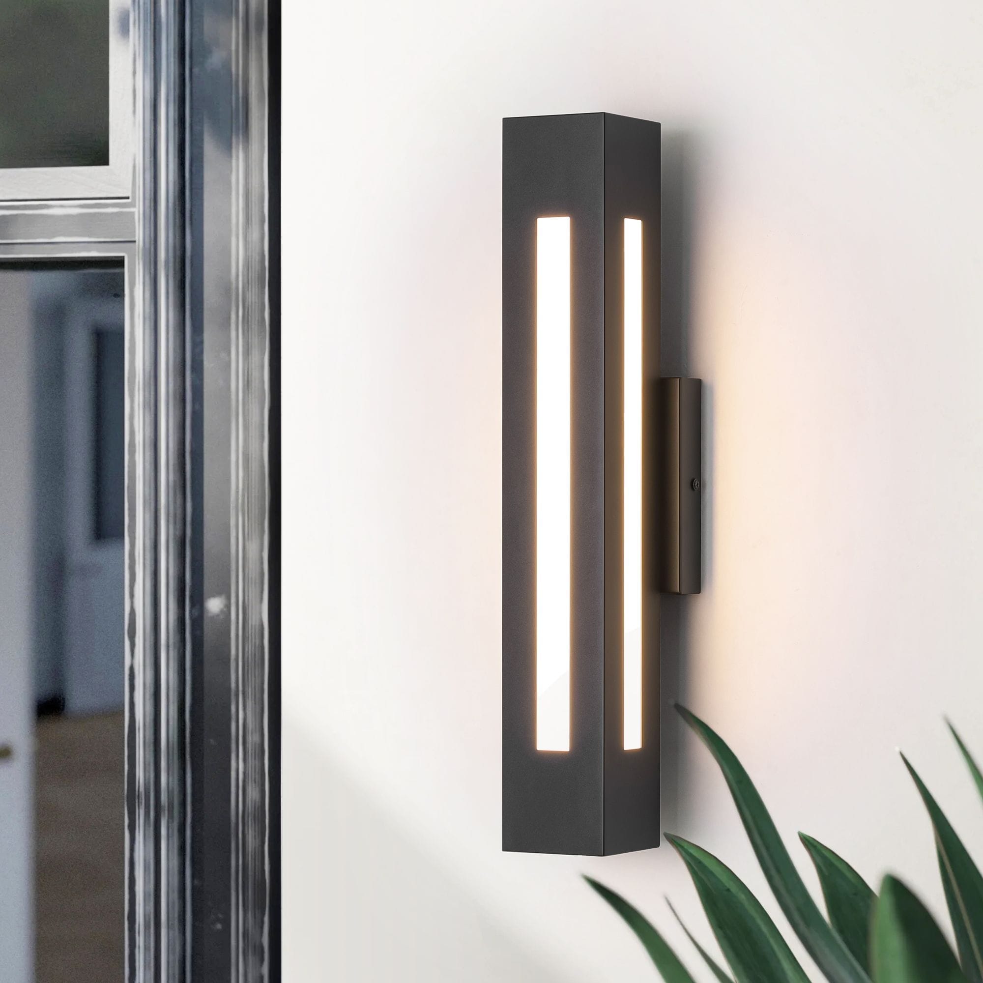 19.7" H 30W Modern Black Linear Rectangular 3-Side Up & Down IP54 LED Dimmbale Outdoor Wall Sconce