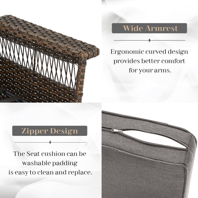 Gymojoy Outdoor Wicker Patio Chairs Set of 2 with 4.3" Cushions