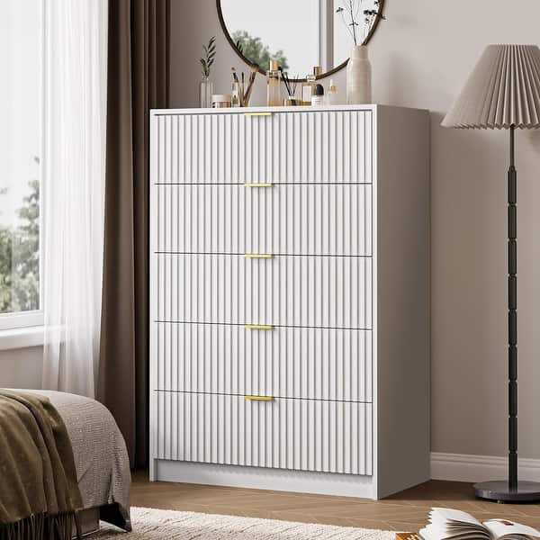 Drawer Tall Dresser with Gold Handles 32 Inch Wide Chest for Bedroom Living  Room Office Entryway - Bed Bath & Beyond - 42931863