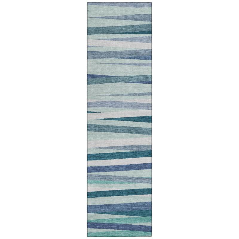 Machine Washable Indoor/ Outdoor Modern Stripes Chantille Rug