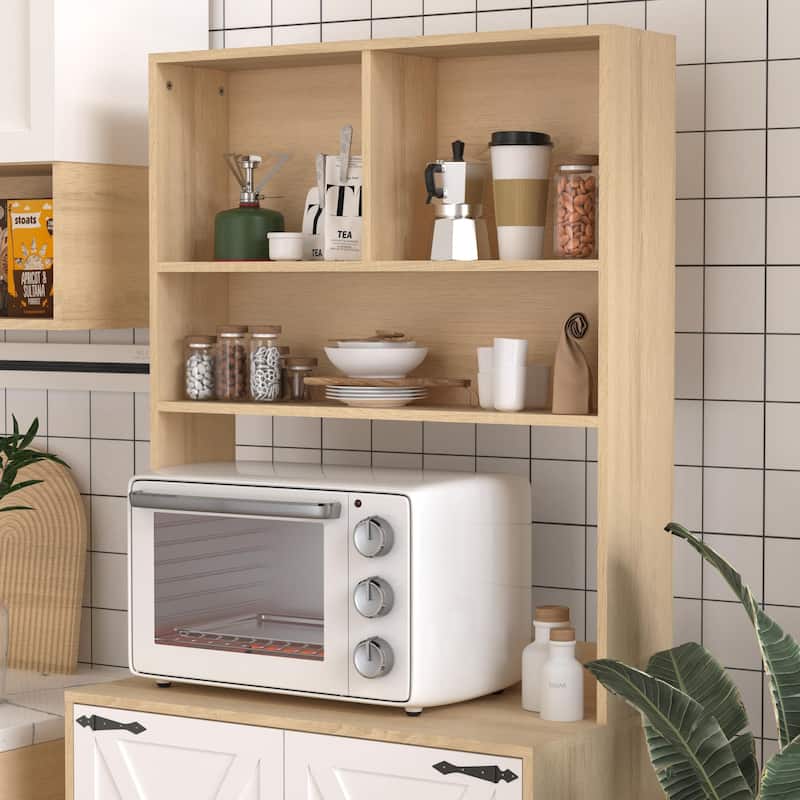 Pantry Cabinet with 2 Doors, 3-Tier Modern Kitchen Cabinet with Shelves, Freestanding Larder Cupboard