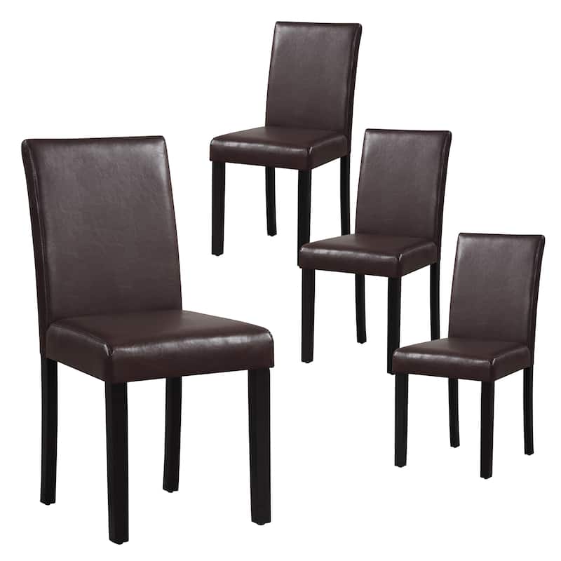 Gymax Dining Chair Set of 4 w/ Acacia Wood Frame & Rubber Wood Legs