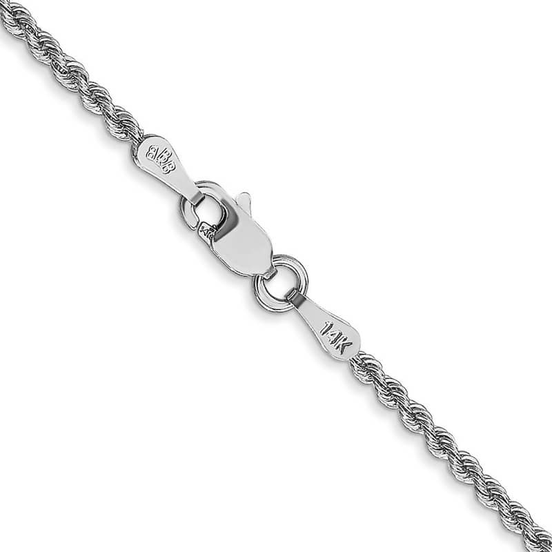 Curata 14k White Gold Solid 2.0mm Regular Rope Necklace Options: 16 18 20