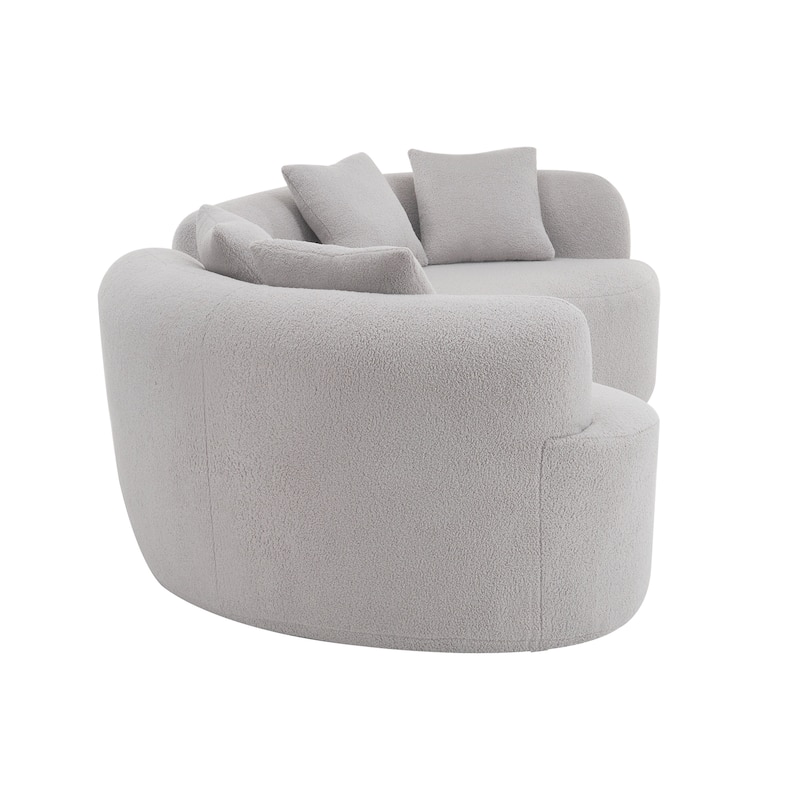 Chaise Lounge Set of 2 Convertible Curved Deep Seat Sectional Sofa, Teddy Velvet Fabric Full Compression Sponge Couch
