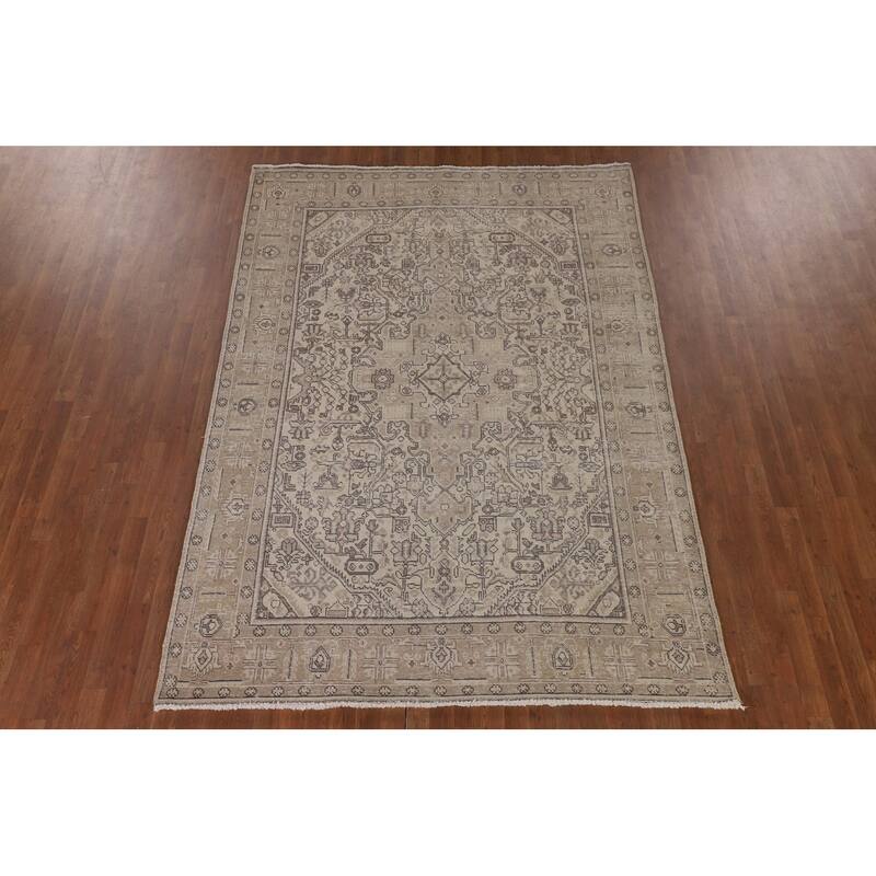 Distressed Tabriz Persian Vintage Rug Handmade Traditional Wool Carpet - 6'5"x 9'2"