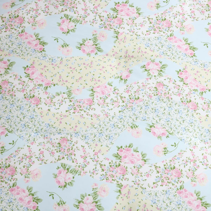 Betsey Johnson Patchwork Floral Reversible Blue Comforter Bonus Set