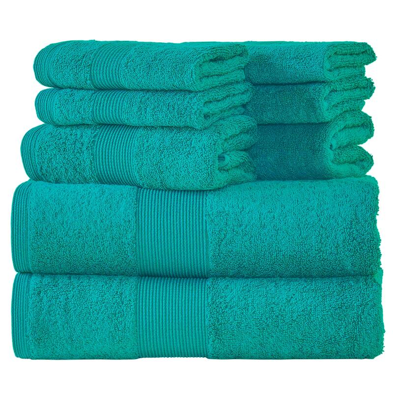 Fabstyles 8 Piece Plush Cotton Towel Set - Ice Blue