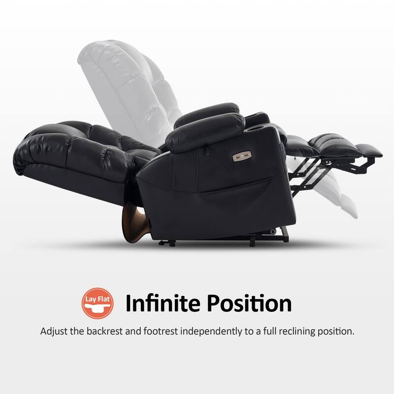 MCombo Large Dual Motor Power Lift Recliner Chair with Massage and Dual Heating for Elderly People, Faux Leather 7634
