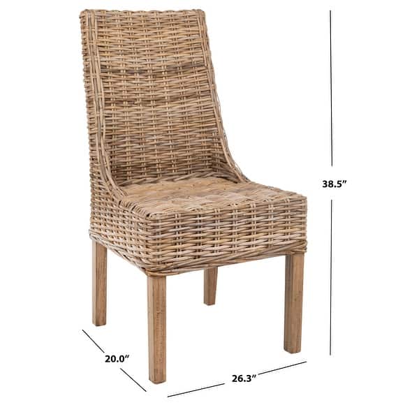 SAFAVIEH Dining Rural Woven Suncoast Unfinished Natural Wicker Arm Chairs (Set of 2) - 20" x 24" x 39"