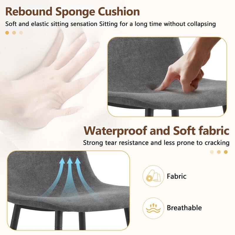 9-Piece Modern Dining Table Set, 71x35.4 Inch Wood Grain Table & 8 Linen-Cotton Dining Chairs