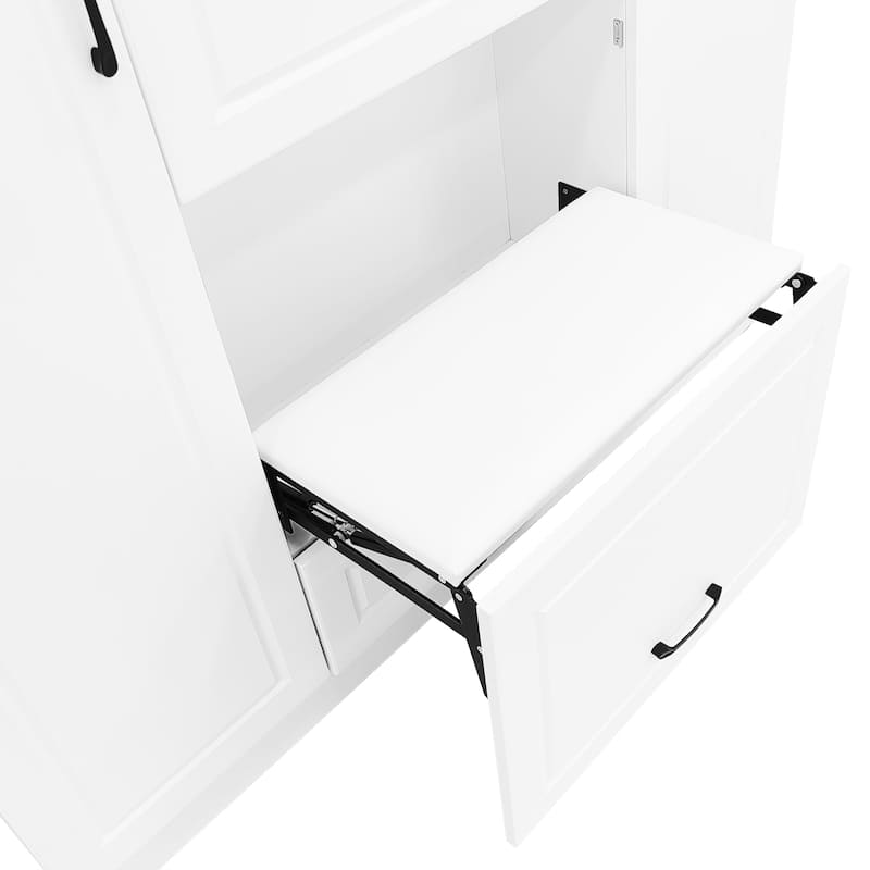 3-in-1 Hall Tree with 4 Hooks, Adjustable Shelves, and Storage Drawers