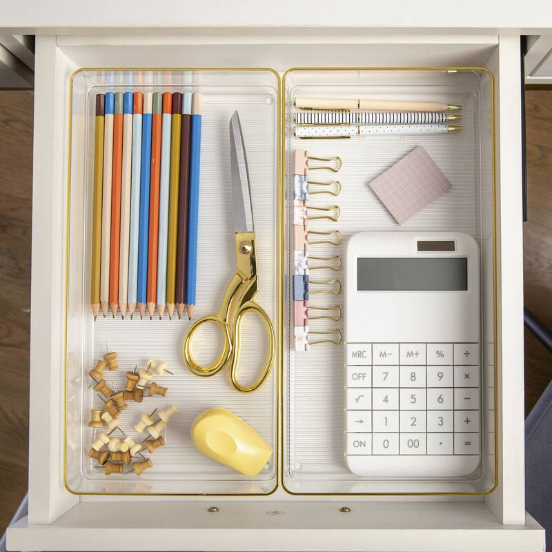 Flash Furniture BE-PB8973-G-3-MS Kerry 2" Tall Office Organizer Set - Clear / Gold