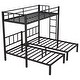 preview thumbnail 6 of 11, Black Twin XL over Twin Size Metal Triple Bunk Beds with Fence and Ladder for Bedroom