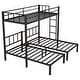 preview thumbnail 6 of 11, Triple Bunk Bed with Drawers, Metal Frame, Bed Head with Shelving, Twin over Twin & Twin, Black