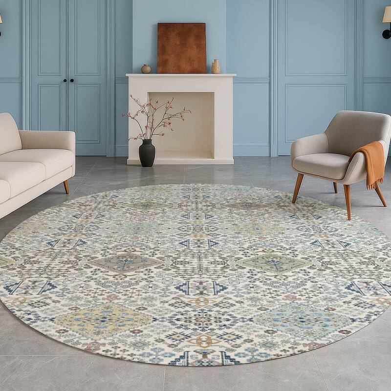Machine Washable Indoor/ Outdoor Boho Panel Chantille Rug