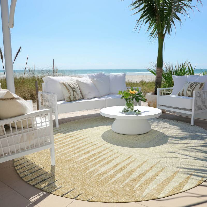 Machine Washable Indoor/ Outdoor Chantille Ombre Contemporary Rug - Taupe - 8' x 8'