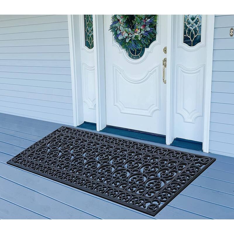 A1HC Large Door Mat, Natural Rubber, Ideal for an entryway, Scrapes Shoes Clean of Dirt & Grime