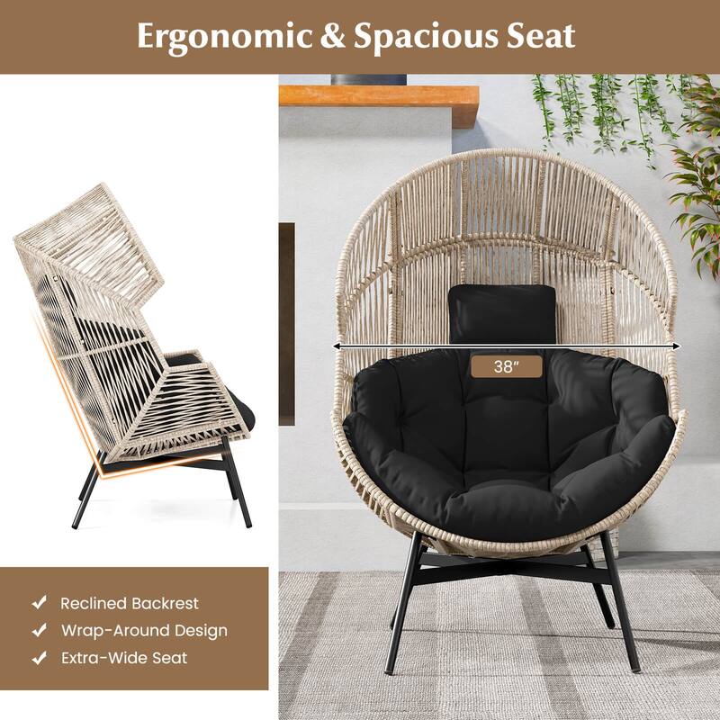 Costway Oversized Egg Style Chair with Cushions & Headrest Heavy-Duty - See Details