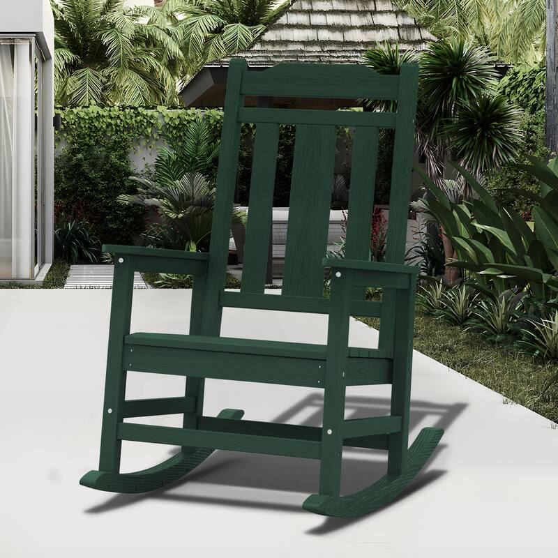 Outdoor Patio HDPE Rocking Chiar, Extra Wide Seat & Backrest