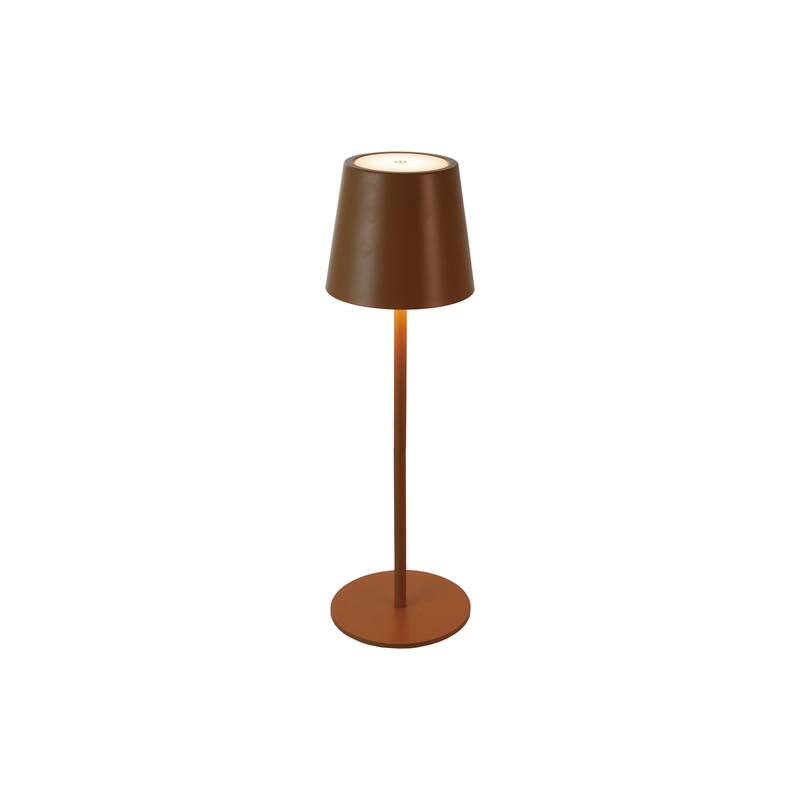 Metal LED Rechargeable Table Lamp with Touch Sensor, Brown - 4.3"L x 4.3"W x 14.5"H