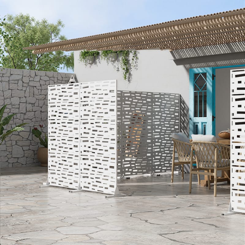 Dovelina 6ft.x 4ft. Outdoor Freestanding Metal Privacy Screen Decorative Garden Fence - 72"x35"