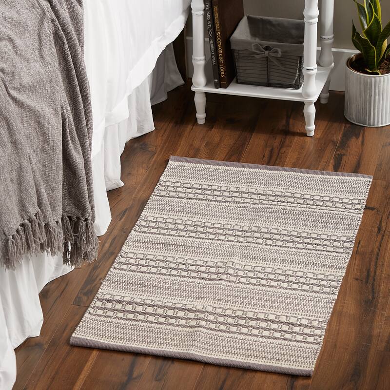 DII Stone Dobby Stripe Hand-Loomed Rug 2ft 6inx6 Ft - 36.0 In. L X 24.0 In. W X 0.2 In. H