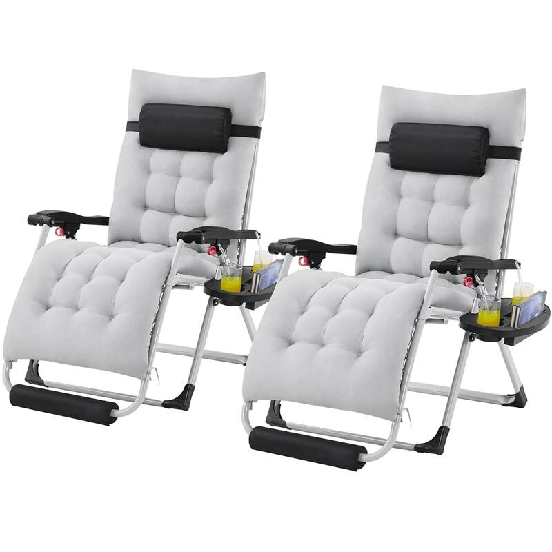 Yaheetech 2pcs 26in Zero Gravity Recliner with Cotton-padded Mattress Padded Zero Gravity Chair