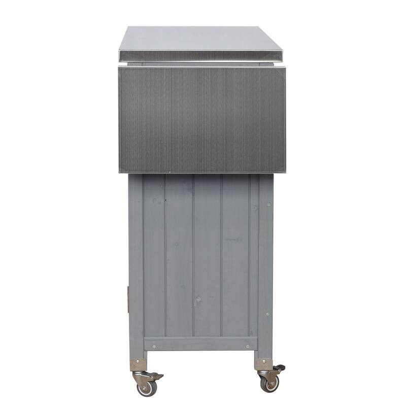Foldable Outdoor Kitchen Island Cart with Lockable Wheels and Storage Cabinet