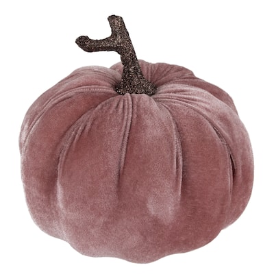 Velour Pumpkin Glittered Fall Harvest Decor 6.25" Light Plum Purple