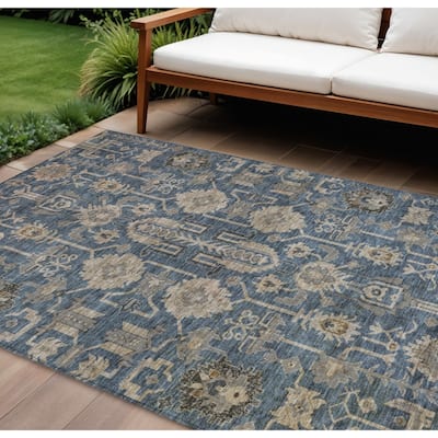 HomeRoots Oriental Traditional Rectangle Outdoor Rug