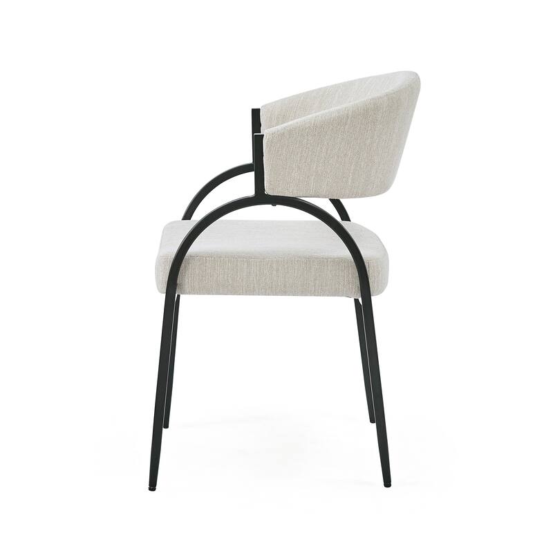 Stylish Upholstered Dining Chairs Set of 2 w/ Sturdy Metal Base