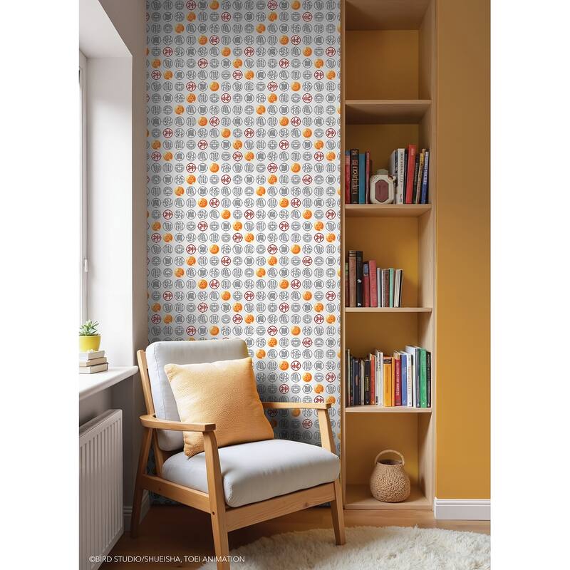 RoomMates Dragon Ball Z Symbols White Peel and Stick Wallpaper - N/A
