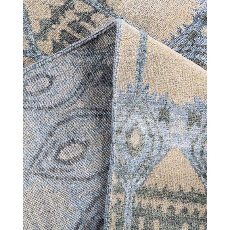 Ikat One-of-a-Kind Hand-Knotted Area Rug - Ivory, 8' 1" x 10' 5" - 8' 1" x 10' 5"