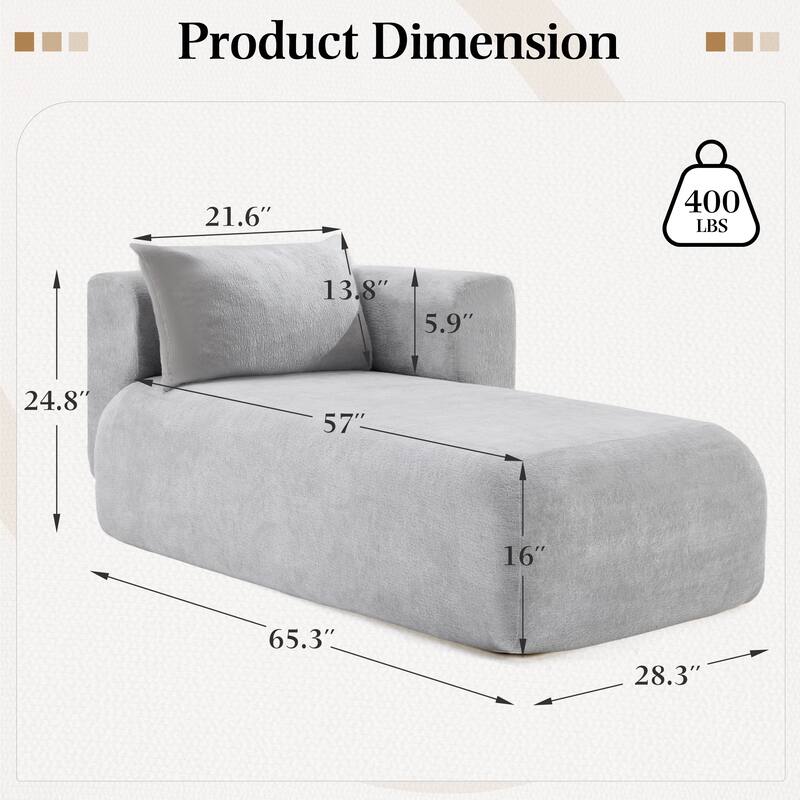 Bezseller Modern Chaise Lounge - Upholstered Sofa with Pillows for Bedroom & Living Room