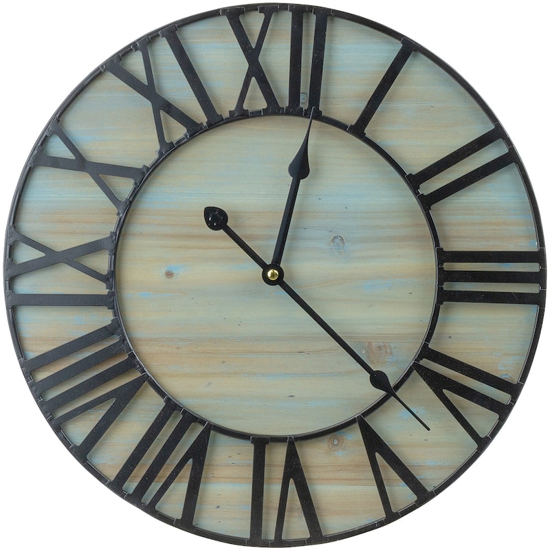 Metal & Solid Wood Wall Clock (15.75" in Diameter) - 15.75