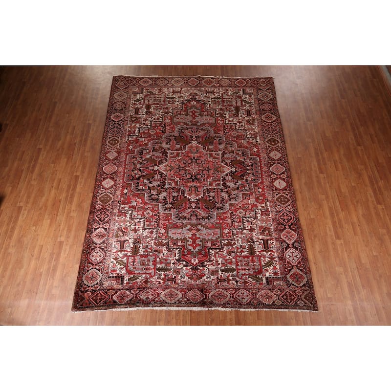 Blue Heriz Vintage Persian Area Rug Handmade Wool Carpet - 9'3" x 12'10"